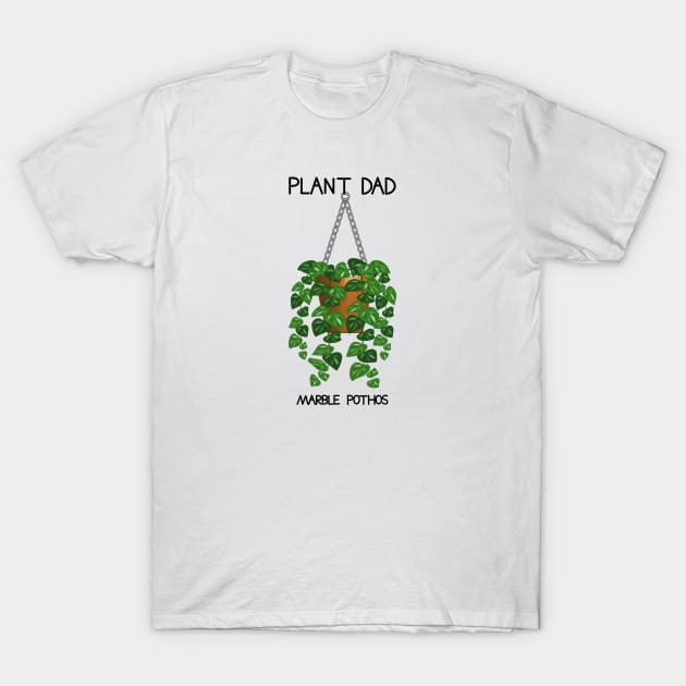 Plant Dad - Marble Pothos Plant T-Shirt by Designoholic